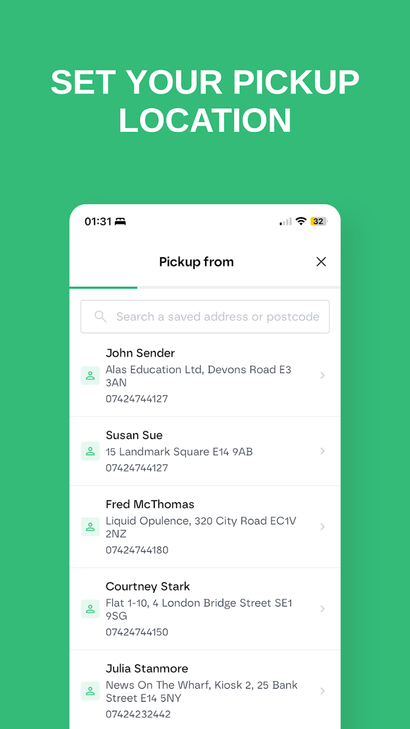 Send247 App - Set Pickup Location